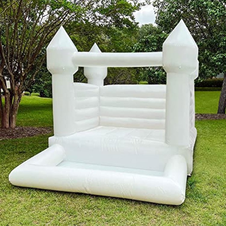 Now #1 Deluxe Mini White Bounce House - Party Pawpers